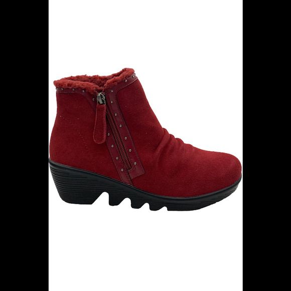 Skechers Shoes - Skechers Studded Sherpa Trim Bootie Jumper Burgundy - Medium